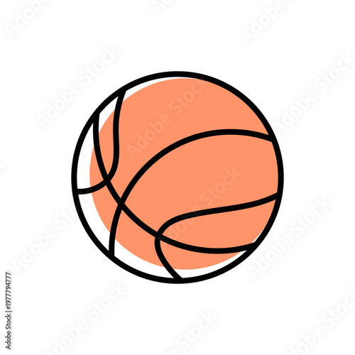 Illustration of a basketball with black lines on an orange background
