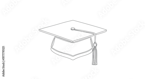 A minimalist sketch of a square academic cap with a dangling tassel