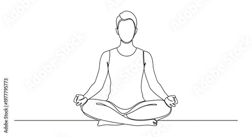 Minimalist line art of a person meditating in a lotus pose