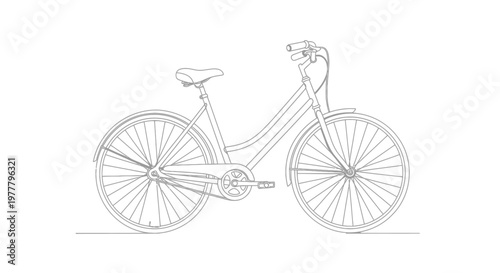 Elegant line art of a classic bicycle with fenders and a chain guard