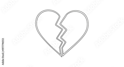 Stylized heart outline with a jagged crack down the center