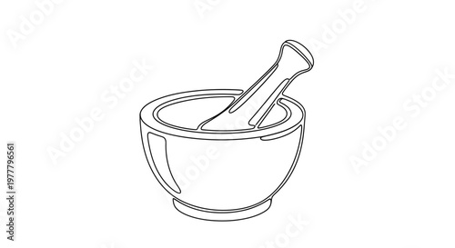 A simple, black outline drawing of a mortar and pestle