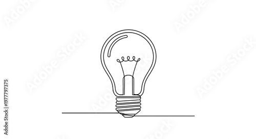 A single black line forms a classic light bulb with a filament