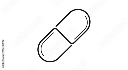 Minimalist outline of a single capsule, split lengthwise