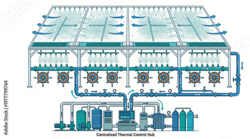 Schematic diagram of industrial cooling system.