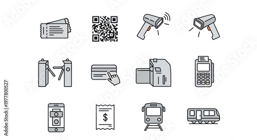 Various Electronics and Payment Icons.