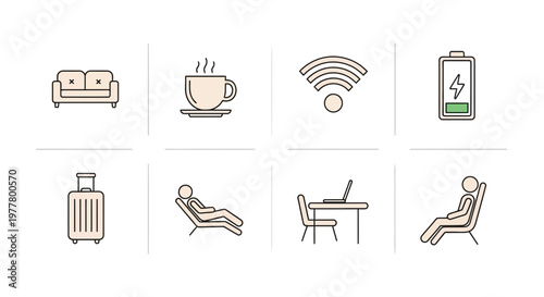 Icons of travel and work comfort.