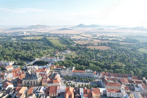 Bild auf Leinwand Louny historical town and city center aerial panorama, Ceske Stredohori,Bohemia