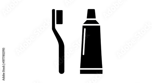 Vector illustration of toothbrush and toothpaste tube icon on a transparent background