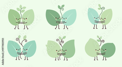 A collection of various succulent plants in colorful pots in a flat design style.