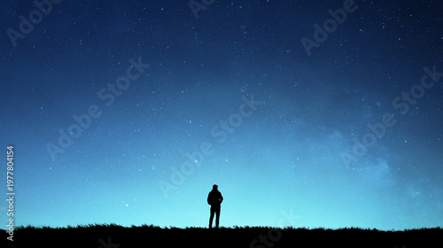Silhouette Stargazing: Peaceful Night Sky and Starry Background for Astronomy and Mindfulness in Nature