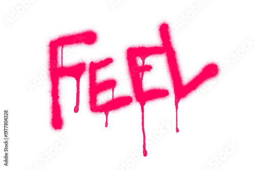 Graffiti 'Feel' Spray Paint Tag, grunge dripping red paint