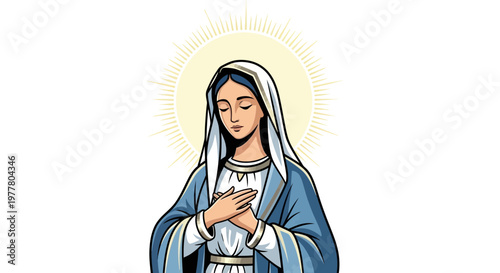 Virgin Mary with Halo, Religious Icon, Christian Symbol