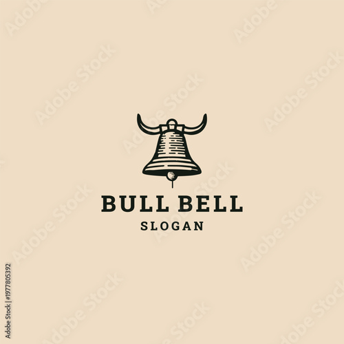Bull bell logo icon design template vector illustration
