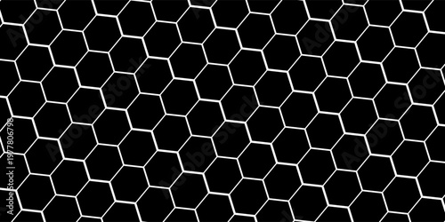 Black background. Dark hexagon carbon fiber texture. Navy blue honeycomb metal texture steel background. Web design template vector illustration EPS 10.