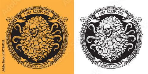 Lost Scripture Forbidden Archive Skull Octopus with Scroll Tentacles