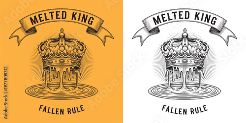 Melting Royal Crown Surrealism Concept of Fallen Rule and Decaying Power
