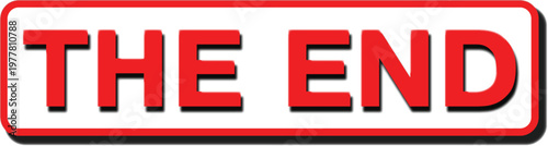 Red The End Sign Icon for Movie Finale Project Completion and Narrative Conclusion Isolated on White