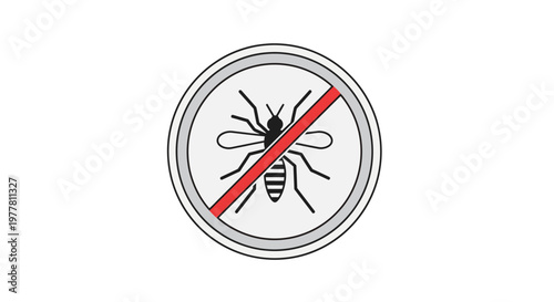 No Mosquitoes Sign, Insect Repellent Symbol, Anti Pest Control Icon, Mosquito Repelling Graphic