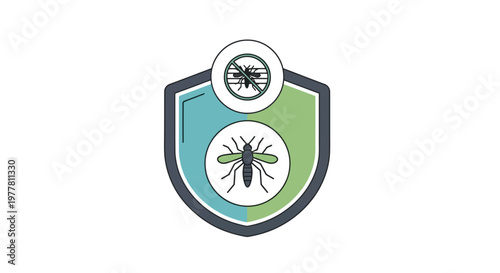 Shield icon with mosquito and crossed-out mosquito representing protection against insects and pest control services