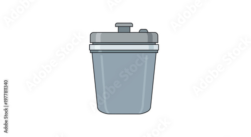 Simple and modern flat design vector icon of a workout shaker cup, ideal for protein shakes or drink mixes, featuring a muted grey color with a secure lid