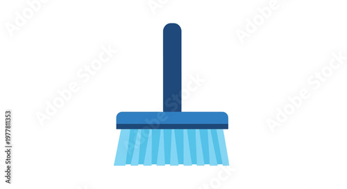Blue cleaning broom illustration on a white background, perfect for household chores and tidiness