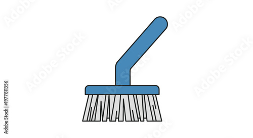 A simple and flat vector illustration of a robust blue scrubbing brush, an essential cleaning tool and household item for various maintenance tasks