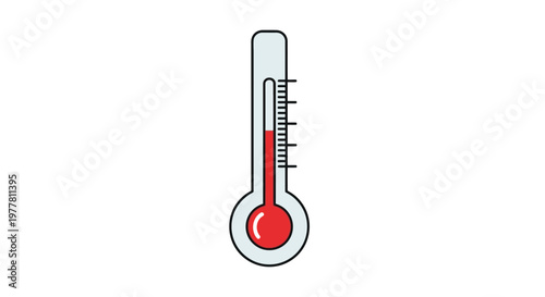 Classic thermometer vector icon showing moderate temperature. Essential measurement tool representing concepts of heat, cold, and precise monitoring for science and health