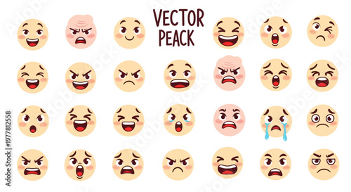 Emoticon Faces Vector Pack: Expressive Emotions Collection