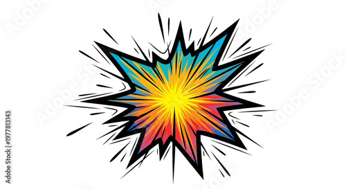 Explosion Burst Effect, Comic Book Style, Dynamic Energy Starburst