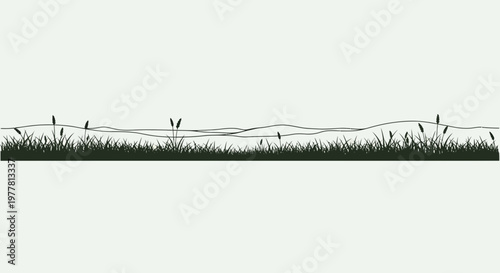 Silhouette of green grass and reeds against a light background