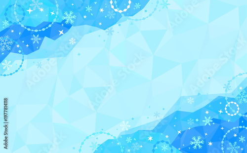 ポップなひんやり氷フレームと氷背景1_横