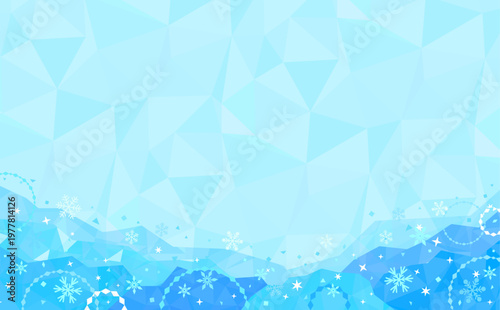 ポップなひんやり氷フレームと氷背景2_横