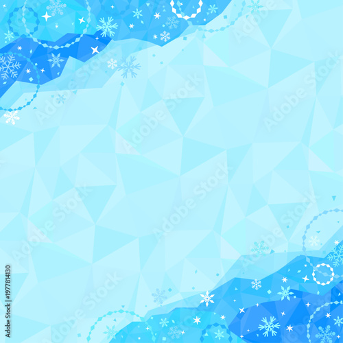 ポップなひんやり氷フレームと氷背景1_正方形