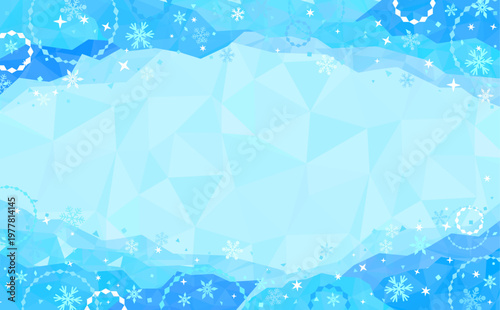 ポップなひんやり氷フレームと氷背景3_横