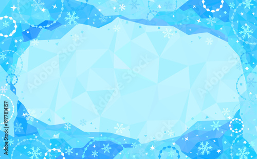 ポップなひんやり氷フレームと氷背景4_横