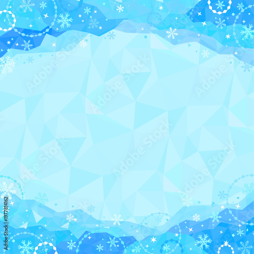 ポップなひんやり氷フレームと氷背景3_正方形