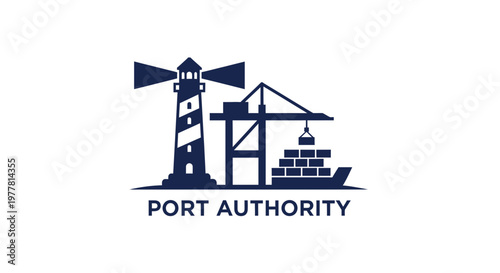 Maritime Logistics and Shipping Industry Symbol with Lighthouse