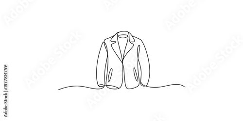 Continuous line drawing of a jacket on a white background fashion clothing style minimalist illustration
