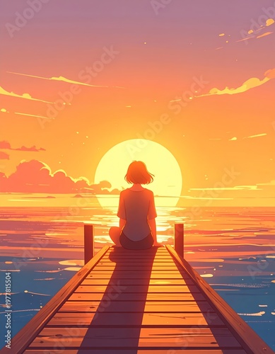 Serene Sunset Meditation on a Dock.