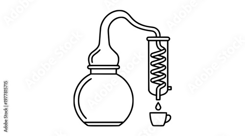Vector graphic illustration of a coffee percolator brewing coffee