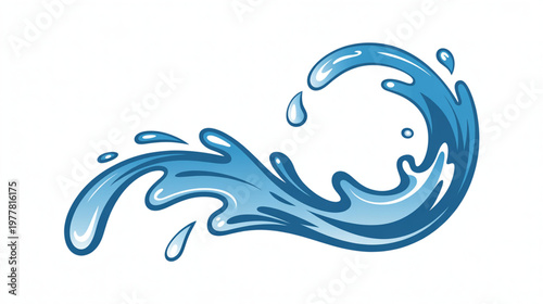Blue water wave, splash, droplet, liquid motion, fluid dynamics