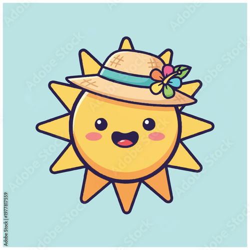 Smiling Sun Wearing a Hat.