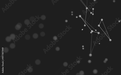 Abstract background. Molecules technology with polygonal shapes, connecting dots and lines. Connection structure. Big data visualization.