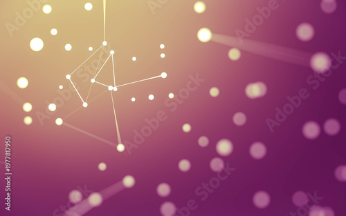 Abstract background. Molecules technology with polygonal shapes, connecting dots and lines. Connection structure. Big data visualization.