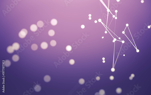 Abstract background. Molecules technology with polygonal shapes, connecting dots and lines. Connection structure. Big data visualization.