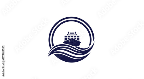 Maritime Transport Logistics - Cargo Ship Sailing on Ocean Waves