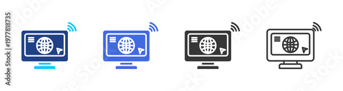 internet icon set multiple style collection	
