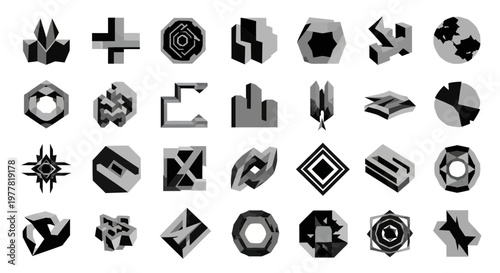 Abstract Geometric Shapes Collection: 3D Rendered Icons, Symbols, and Forms