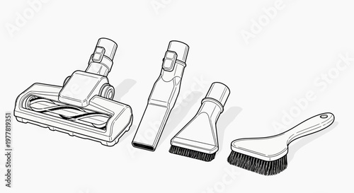 Vacuum Cleaner Attachments Set: Brush, Crevice Tool, Upholstery Nozzle, Floor Head